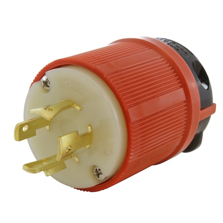 Ac Works Locking Plug, L16-20P, 20 A, 480V AC, Three Phase, Orange ASL1620P